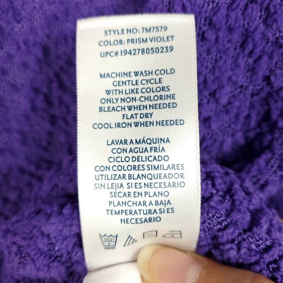 Seven 7 Womens Popcorn Chenille Sweater Size L Purple Long Sleeve Crew Neck New - Picture 8 of 11